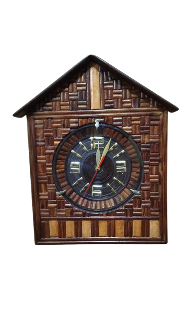 Handmade Wooden House-Shaped Wall Clock – Rustic Décor